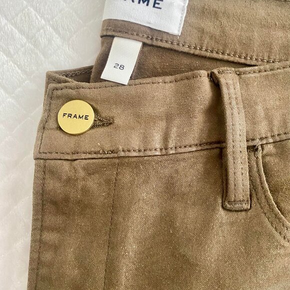 Frame Le High Skinny Coated Jeans Military Green - Picture 5 of 7